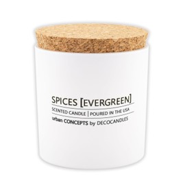 Urban Concepts by DECOCANDLES - Spices & Evergreen - Highly Scented Soy Candle - Long Lasting - Hand Poured in USA (9 Oz. Cork)