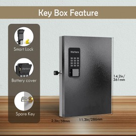 32 Key Lock Box Wall Mount, Smart Key Cabinet One Time Password/APP Bluetooth/Fixed/Wi-Fi Remote/Key Unlock, Key Management for Valets/Realtors/Office/Hotel