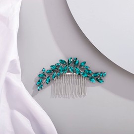 Chargances Peine De Cristal Nupcial Para El Cabello Verde Boda Rhinestone Peine Lateral Para El Cabello Moda Accesorios Para El Cabello Hechos A Mano Para La Novia Boda Prom Tocados De Niña De Las Flo