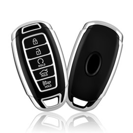 OFFCURVE for Hyundai Key Fob Cover Special Key Fob Case Cover Holder for Hyundai Palisade Hyundai Elantra GT Santa Fe Smart 5 Buttons Key Fob Protector Car Accessories, Black