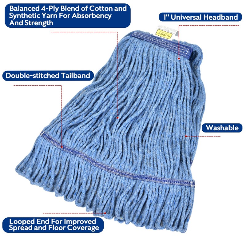 Matthew Cleaning Heavy Duty Mop Head Commercial Grade Replacement for
