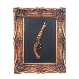 S-MANTIS Vintage Wall Sculpture,Antique Pediment,Hallway Wall Art,Hand Painted Wall Decoration With Embossed Intricate Decorative Gun Design,Oblong Aesthetic Room Décor, Gallery, Unique Gift(Antique