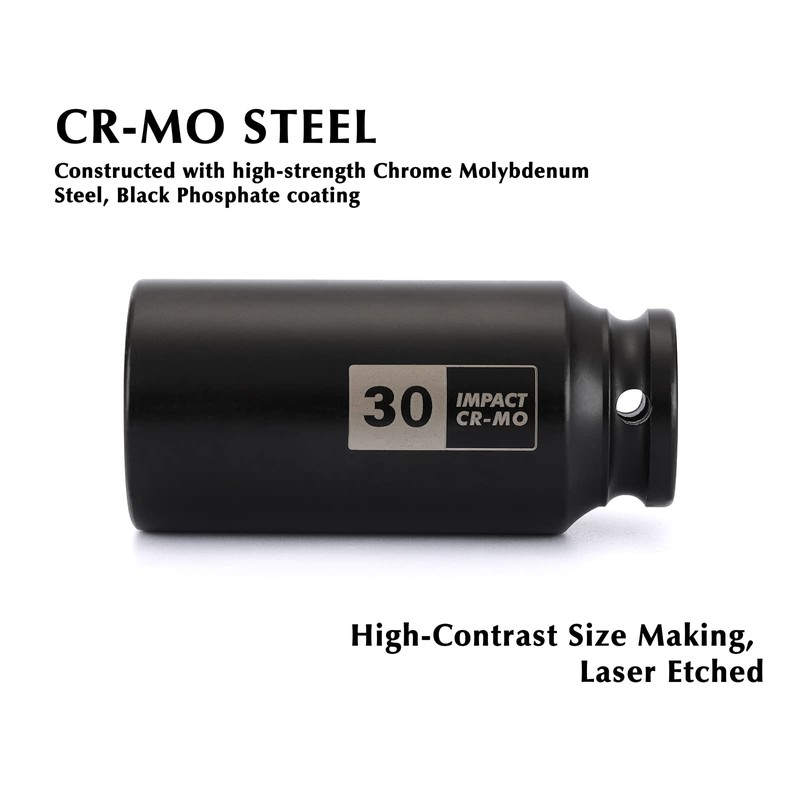 EMENTOL 1/2 Inch Drive Deep Spindle Axle Nut Impact Socket,