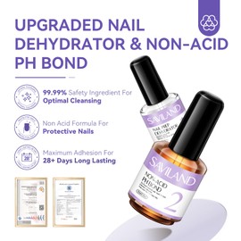 SAVILAND Nail Primer No Lift: 2024 Acid Free Primer Nail Prep Bond with Vitamin E Ingredient Castor Oil for Gel Acrylic Dip Nails, Ultra-Strong Adhesion Protein Nail Bond Nail Supplies Home Salon