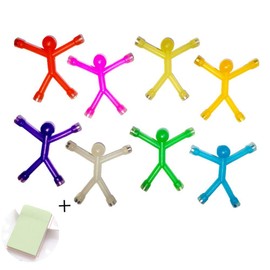 RRigo Mini Man Fridge Magnets, Cute Rubber Magnet Men's Fridge Magnets for Children and Adults Office Fun Decoration 8 Colours + 100 Sheets / Sticky Notes