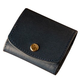 Am De Mas CP-045 Men's Compact Coin Case, Genuine Leather, Small Wallet, Made in Japan, Coin Purse, Stylish, Leather, oriental blue