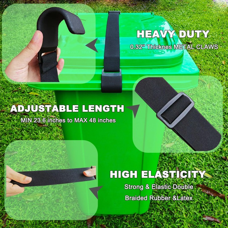 Metal Double Claw Trash Can Locks Strap for Animals,Universal Trash