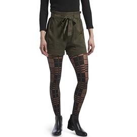 HUE Women's Fashion Tights, Black Sheer Plaid, Medium-Large