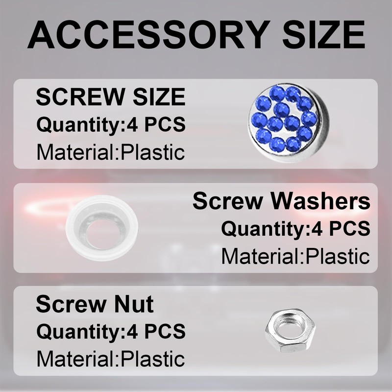 Bling Stainless Screws Fasteners for License Plate Frames and Covers