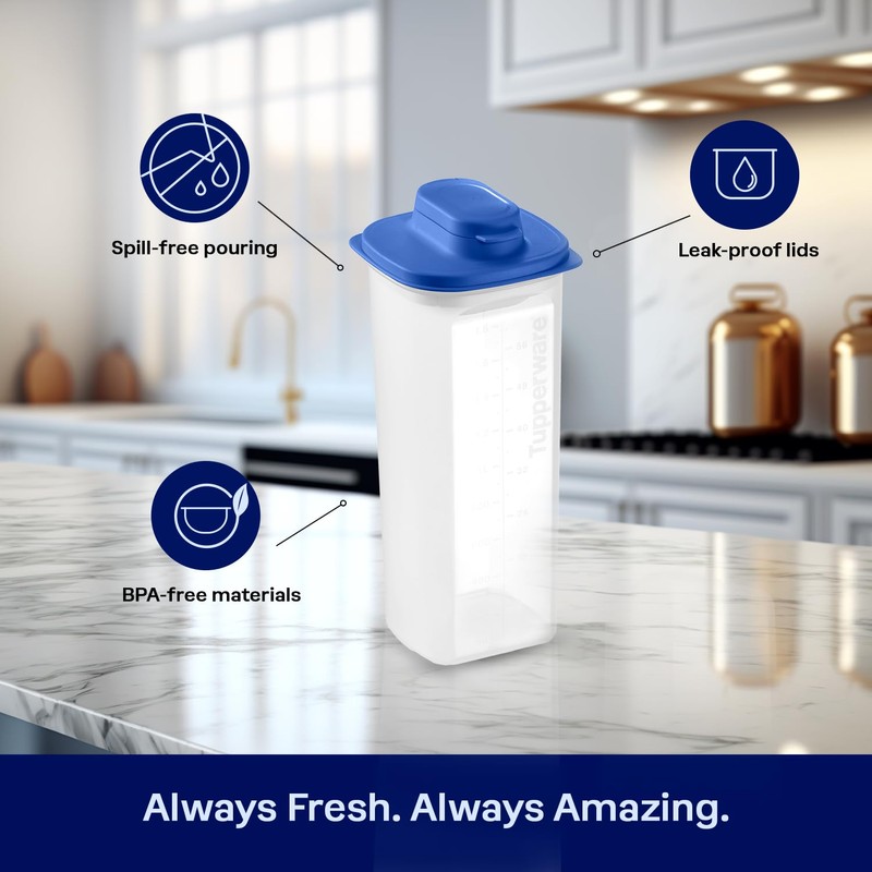 Tupperware Slim Line 2-Pitcher Set in Blue, Dishwasher Safe and