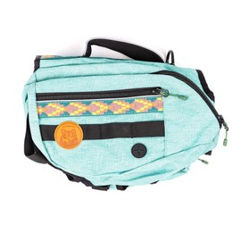 Widlerdog Dog Backpack with Built in Harness and Back-Mounted D-Ring Leash Attachment, Handle, Two Saddlebags with 4 Total Pockets, Built in Poop Bag Dispenser (Seafoam Green, Medium)