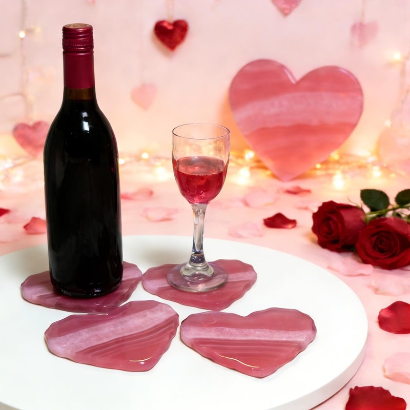 4Pcs Diamond Edge Heart Coaster Molds, Unique Silicone Molds for