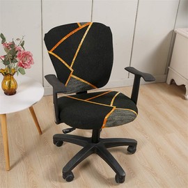 Jinzio - Funda para silla de oficina de computadora, tela protectora dividida y elástica, de poliéster, universal, para silla de oficina, funda elástica giratoria, color negro y verde oliva