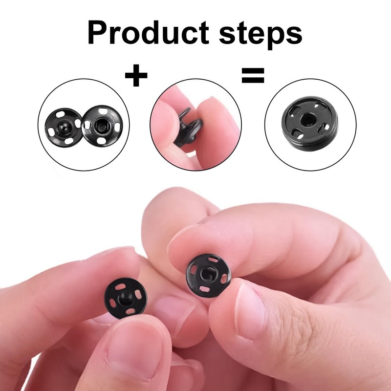 100 Sets Sew-on Snap Buttons, FUNCYboo 10mm Clothes Hidden Button