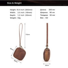 CONTACT'S FAMILY Beats Powerbeats Pro Case, Portable Genuine Leather Headphone Pouch Case Compatible with Beats Powerbeats Pro with Wrist Strap and Key Hook(Brown)