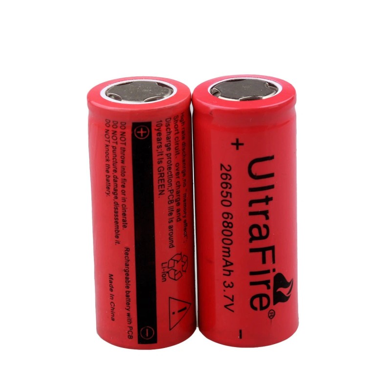 UltraFire 4pcs 26650 Battery UltraFire Rechargeable 3.7V Flat Top Batteries