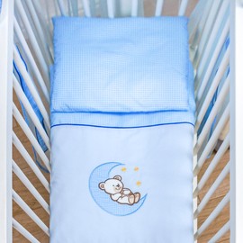 2 Piece 100% Cotton Duvet Cover Pillowcase Set 70 x 80 cm for Baby Crib (Moon Blue)