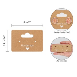 joycraft Stud Earring Cards, 100Pcs Brown Earring Display Cards, Blank Paper Cards with 2 Holes, Jewelry Display Cards for Selling, Hanging Earring, Jewelry, DIY Crafts, Retail