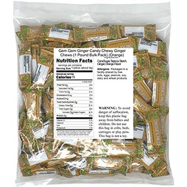 Gem Gem Ginger Candy Chewy Ginger Chews (1 Pound Bulk Pack) (Orange)