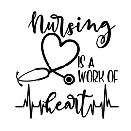 Nursing is A Work of Heart Stethoscope Heartbeat Lifeline - Vinyl 6 Inches (Color: Black) Decal Laptop Tablet Skateboard Car Sticker