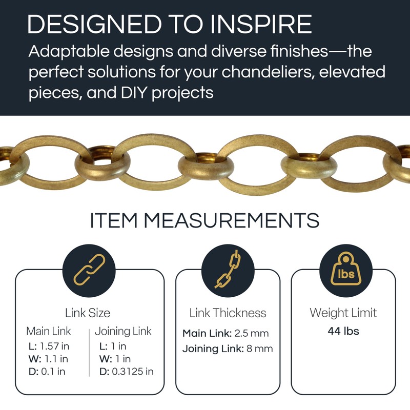 RCH Hardware CH-14-BRZ Brass Chandelier Chain, Bronze (1 Foot)