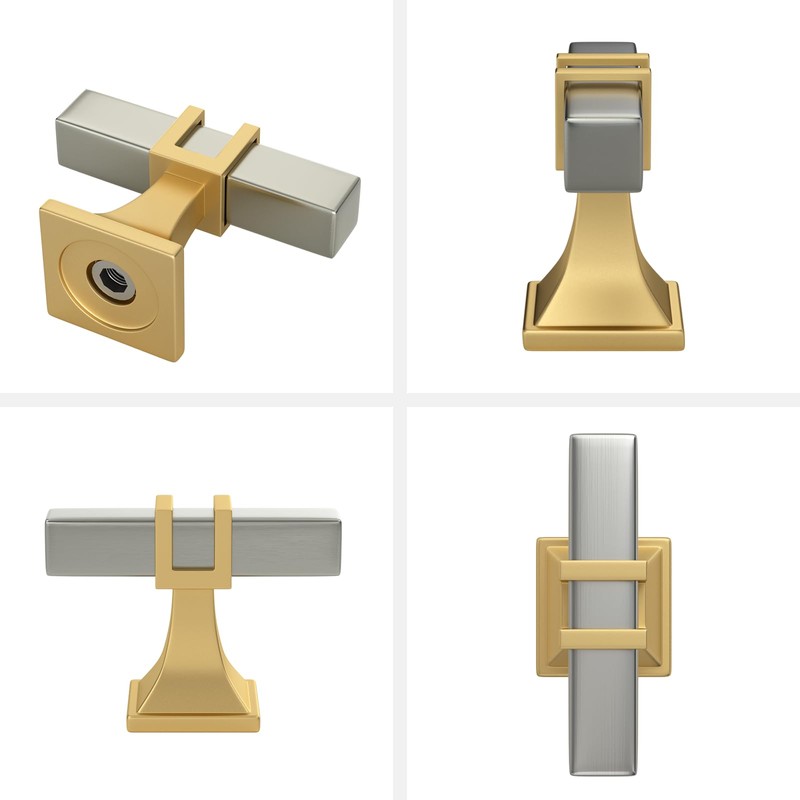 Haliwu 6 Pack 2 Inch Brushed Nickel and Gold Cabinet