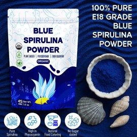 Polvo De Espirulina Azul 1.6 Oz Orgánico Para Alimentos