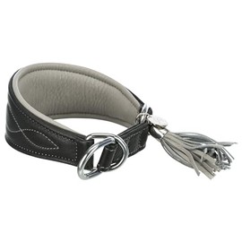 TRIXIE Active Comfort Greyhound Collar Size XS: Neck Circumference 21-26 cm/40 mm in Black Extra Wide Dog Collar for Very Small Dogs, Protects the Throat Area, Lined, 18960