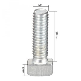 sourcing map M6 x 20mm T-Slot Drop-In Stud Screw Bolt Carbon Steel ISO 30 Series 20pcs