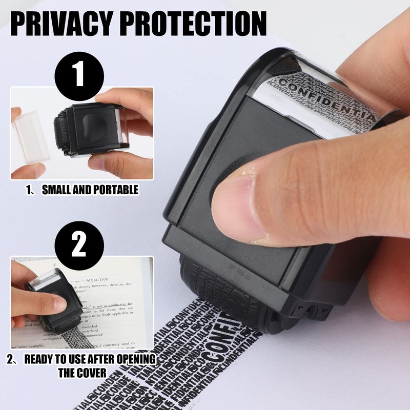 Nezyo 2 Pack Identity Protection Roller Stamp Identity Theft, Confidential,