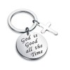 Christian Religious Gift Jesus Cross Jewelry Bible Verse Scripture God Is Good All The Time Keychain Inspirational Christian quote