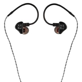 HÖRLUCHS HL1010 In-Ear Headphones, Dynamic Driver Bass Enhanced, Ergonomic Design with 2 Pin Interchangeable Cable and Various Domes - Black