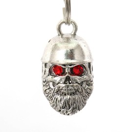 Milwaukee Leather MLB9022 'Beared Red Eye Skull with Helmet' Motorcycle Good Luck Bell | Key Chain Accessory for Bikers - One Size
