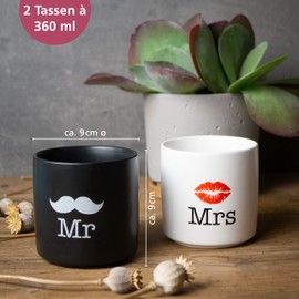 WeddingTree Mr and Mrs Mugs, Set of 2 - Partner Mugs - Mr and Mrs Mugs for Couples for Wedding Engagement Wedding Anniversary - Modern Wedding Gift - Mr and Mrs Gifts