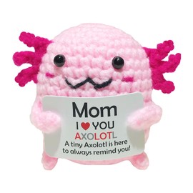 Mom Gifts from Daughters, Love Mom Gifts for Mothers Day Birthday,Positive Crochet Axolotl Plush Emotional Support Stuffed Animals, Christmas Stocking Stuffers Small Axolotl Toy Presents for Mama