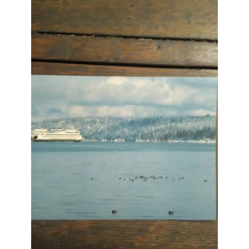 PACIFIC NORTHWEST WASHINGTON STATE FERRIES CHRISTMAS POST CARD FERRY IN