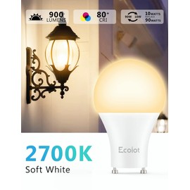 Ecoiot GU24 Dusk to Dawn Outdoor Light Bulbs,Light Sensor A19 LED Bulbs,Photocell Sensor, Automatic On/Off for Indoor/Outdoor Security Lighting,10Watt(90Watt Equivalent),2700K Soft White,4 Pack