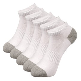 DAVID ARCHY Men's Athletic Low Cut Cotton Mesh Breathable Stretchy Casual Ankle Socks 5 Pack (10-13, White)