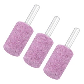 M METERXITY 3-Pack Abrasive Mounted Stone Grinding Bits, 1/4 IN(6mm) Shank Aluminum Oxide Polishing Sanding Drill Bit for Rotary Tools, 0.63IN(16mm) Dia 80 Grits Cylinder [Pink]