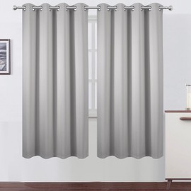 LEMOMO 100% Blackout Curtains 52 x 72 Inch/Light Grey Curtains 2 Panels with Black Lining Room Darkening Thermal Insulated Bedroom Curtains