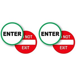 (2 Pair - 4 pcs) 5-inch Round Enter and DO NOT EXIT Vinyl Door Decals | Weatherproof Stickers | Glass Entry Labels Handicap Automatic Door Business Home Office Retail Store Signs