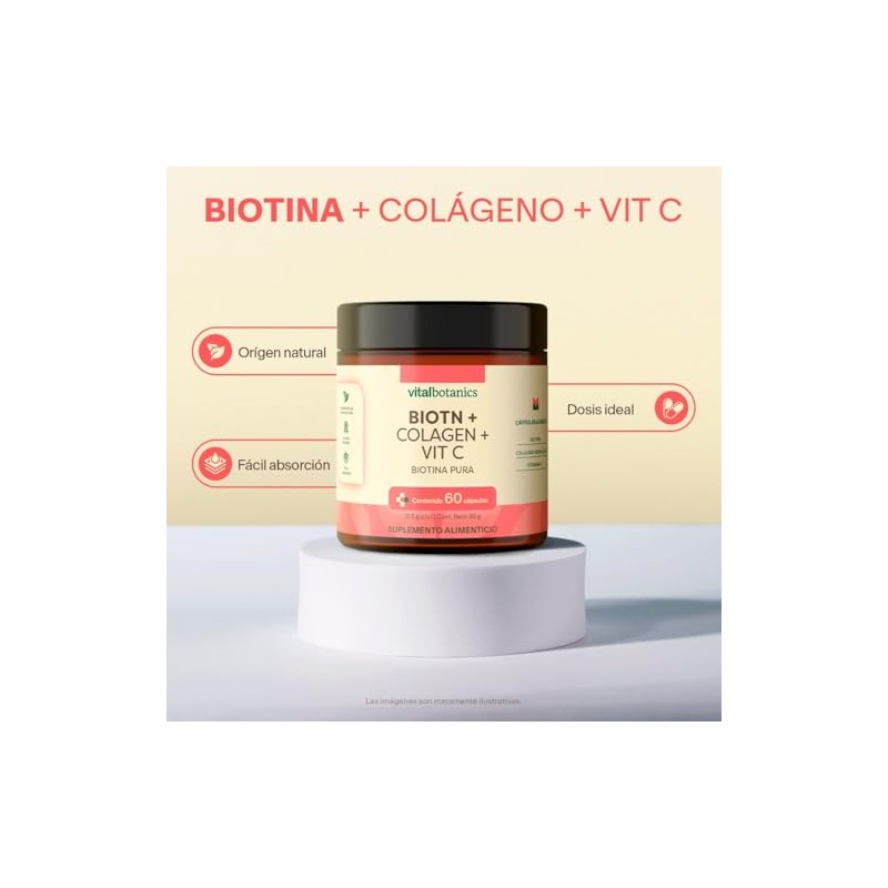 Biotina Pura Colageno Hidrolizado Capsulas Vitalbotanics Suplemento Multivitaminico Vitamina Hombre