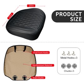 1 Pack Leather Front Car Seat Cover Bottom Car Seat, Anti-Slip and Full Wrap Driver Car Seat Protectors, Luxury Waterproof Bottom Auto Seat Cushion Pad Mat for Most Vehicles(Black)