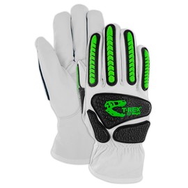 MAGID T-REX Rebel Series TRX814 Goatskin para-Aramid Lined Driver Impact Glove – Cut Level A6-10/XL (1 PR),White