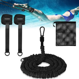 Swimming Belt for Pool with Storage Bag, 4-7.5 m Swimming Trainer with Adjustable Swimming Ankle Strap for Any Pool without Countercurrent System, Increases Strength and Endurance for Children Adults