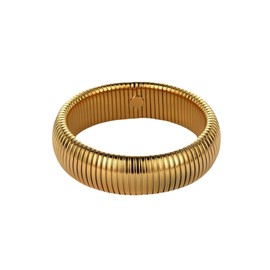 Marshal - Pulsera de metal con diseño de cobra elástica de latón chapado en oro de 18 quilates, 16mm, Metal, no aplica