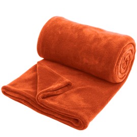Hafaa Fleece Blanket and Throws Queen Size 400 GSM Fluffy Sofa Throw Blanket - Extra Soft Cozy Large Blankets for Bed Versatile Warm Throws for Sofas and Couch, Rust (Queen, 220x240cm)