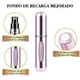 Mini Atomizador Perfume Recargable,5 ml Dispensador de Perfume Aluminio Portátil,4pcs Botella de Perfume Rellenable Atomizador,Spray de Perfume de Lle