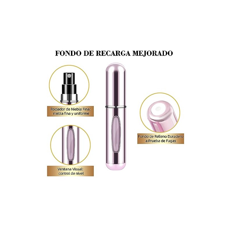 Mini Atomizador Perfume Recargable,5 ml Dispensador de Perfume Aluminio Portátil,4pcs