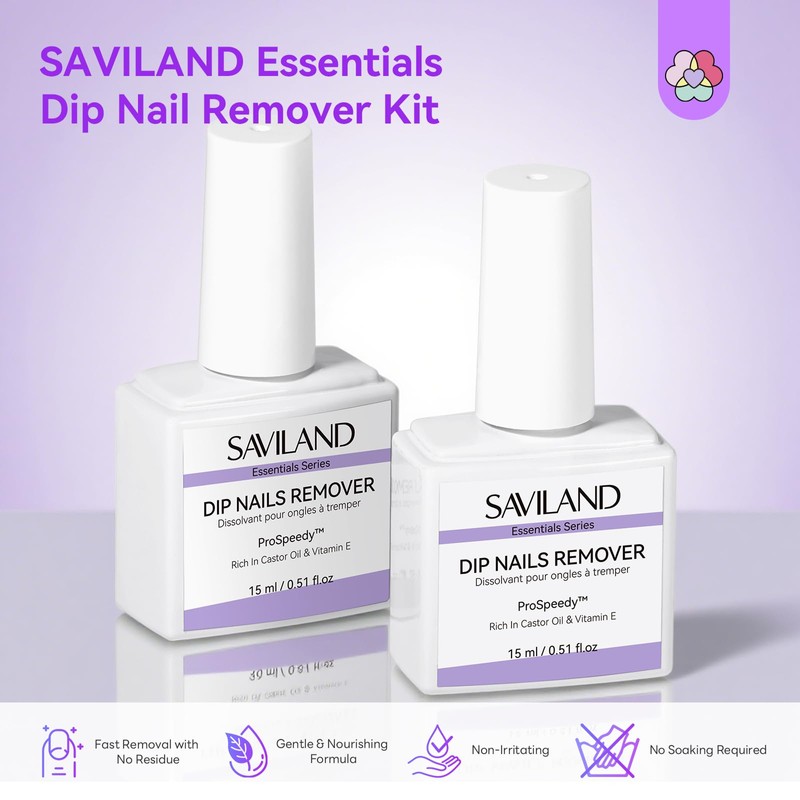 2Pcs Gentle Dip Nail Remover Kit 15ml: with Cuticle Oil